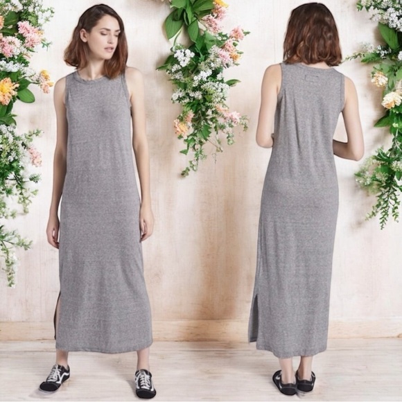 Current/Elliott Grey A-Line Summer Maxi Dress with Side Slits Women’s Size 2 - Picture 1 of 7